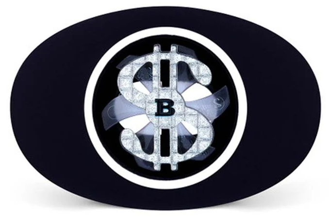 Battle Money Spinner Football Mouthguard - Black with Silver Diamonds