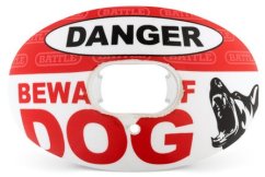 Battle "Beware of Dog" Oxygen Football Mouthguard - Red-White
