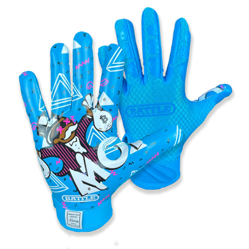 Battle "Money Man 2.0" Receiver Gloves Neon Blue - Velikost: XLarge