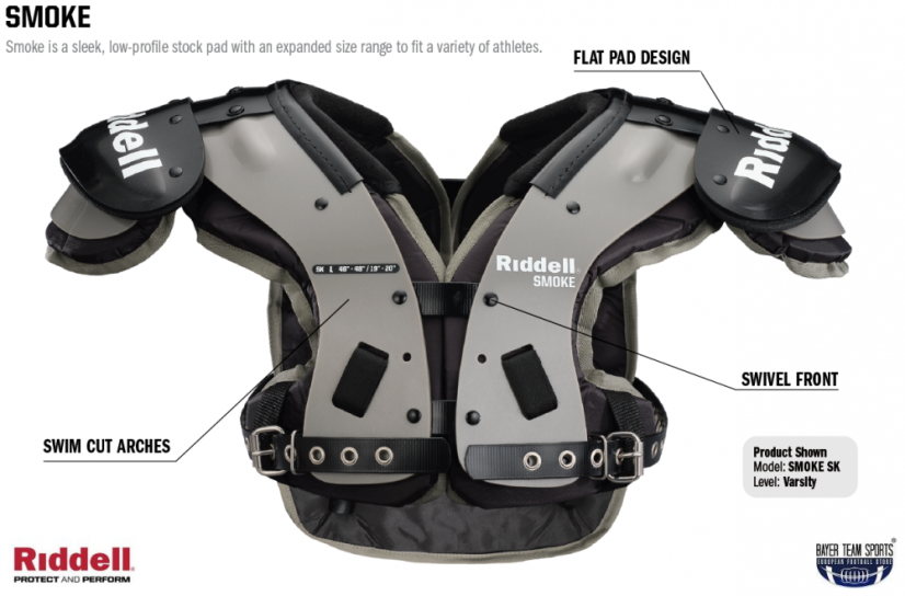 Football Shoulder Pads - Riddell Smoke Skilled - Velikost: Large 19-20"