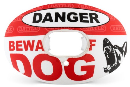 Battle "Beware of Dog" Oxygen Football Mouthguard - Red-White