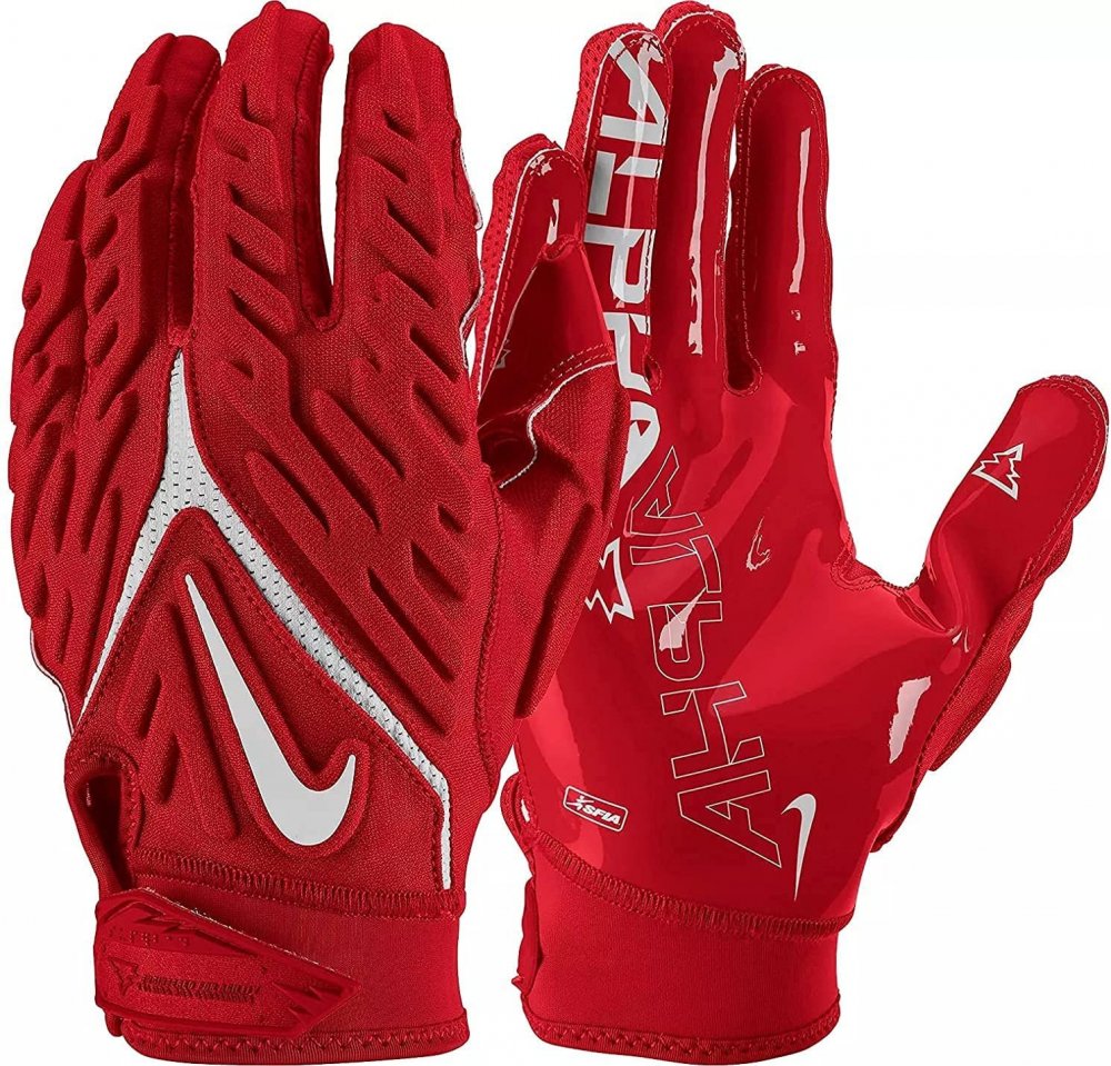 all red nike football gloves