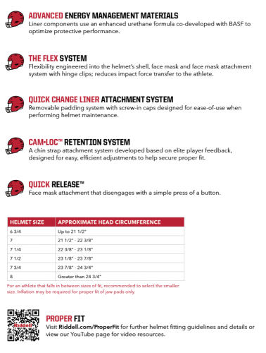 Casco  Riddell SpeedFlex Echo - Taglia Casco: 6-3/4